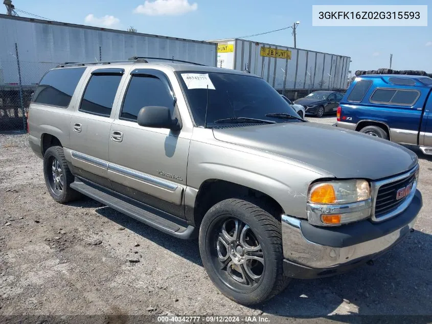 2002 GMC Yukon Xl 1500 Slt VIN: 3GKFK16Z02G315593 Lot: 40342777