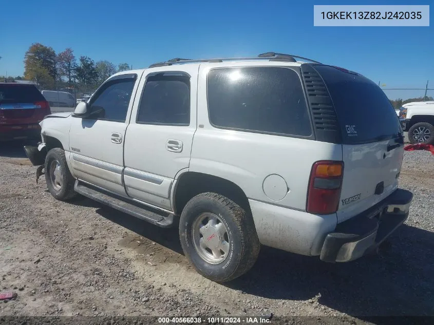 2002 GMC Yukon Slt VIN: 1GKEK13Z82J242035 Lot: 40566038