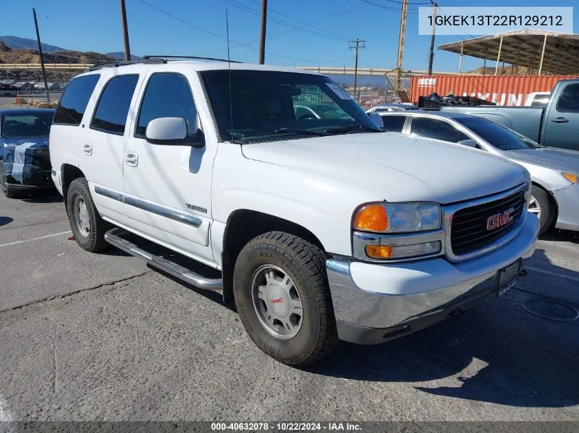 2002 GMC Yukon Slt VIN: 1GKEK13T22R129212 Lot: 40632078