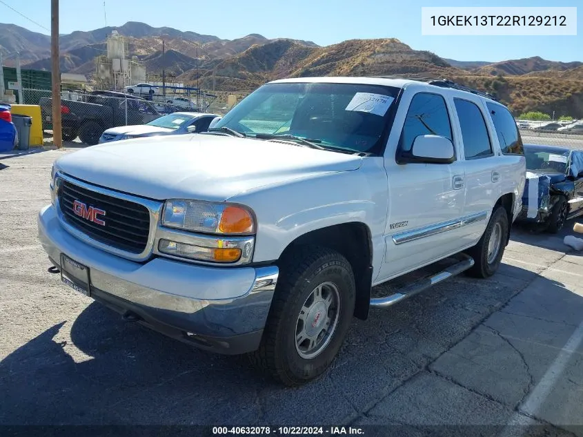 2002 GMC Yukon Slt VIN: 1GKEK13T22R129212 Lot: 40632078