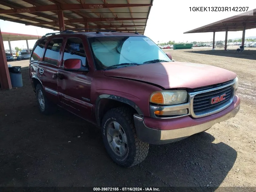 2003 GMC Yukon Slt VIN: 1GKEK13Z03R142207 Lot: 39872185