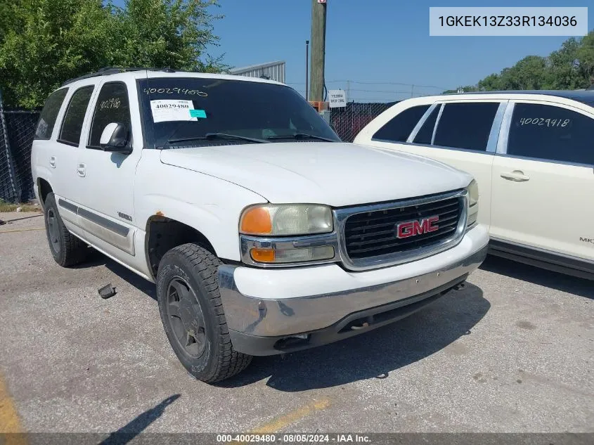 2003 GMC Yukon Slt VIN: 1GKEK13Z33R134036 Lot: 40029480