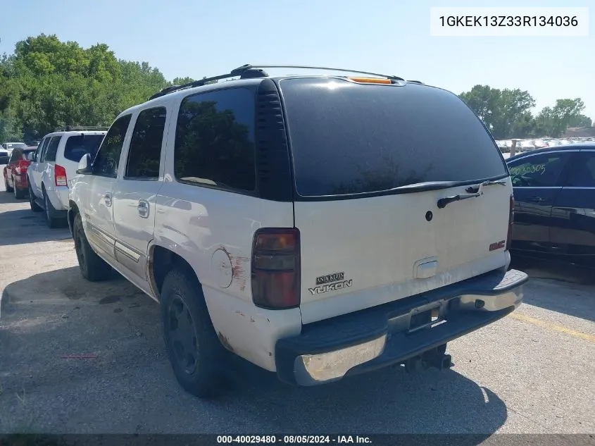 2003 GMC Yukon Slt VIN: 1GKEK13Z33R134036 Lot: 40029480