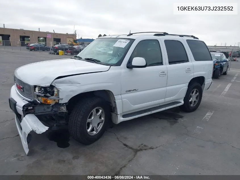 2003 GMC Yukon Denali VIN: 1GKEK63U73J232552 Lot: 40043436