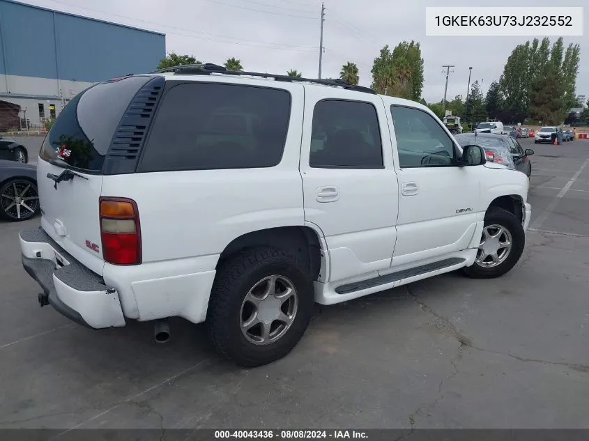 1GKEK63U73J232552 2003 GMC Yukon Denali