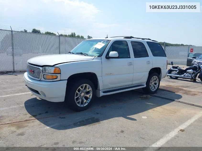 2003 GMC Yukon Denali VIN: 1GKEK63U23J331005 Lot: 40234896