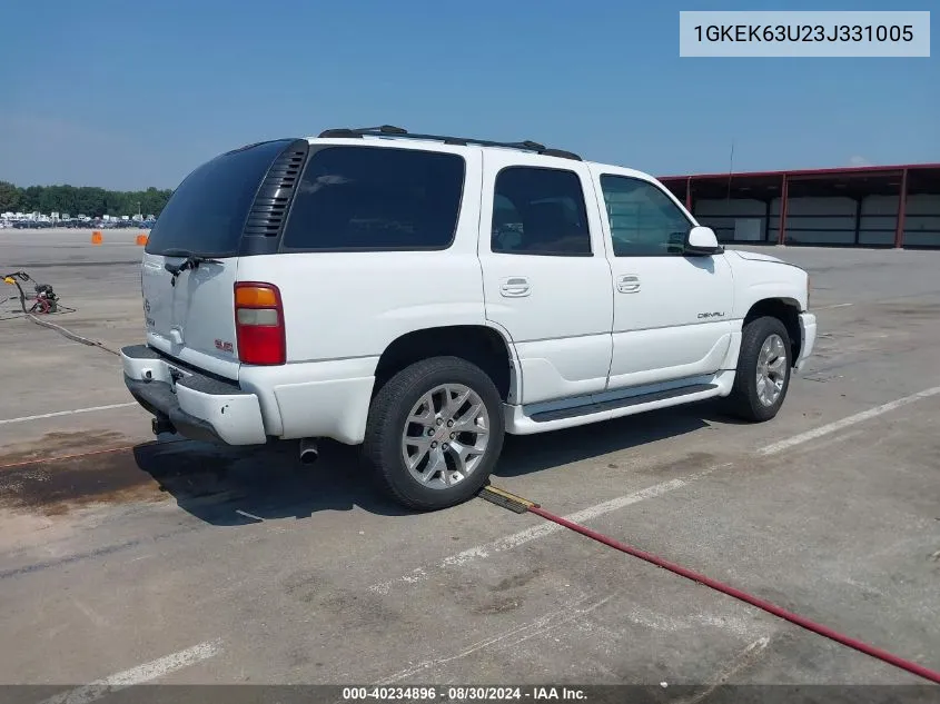 2003 GMC Yukon Denali VIN: 1GKEK63U23J331005 Lot: 40234896