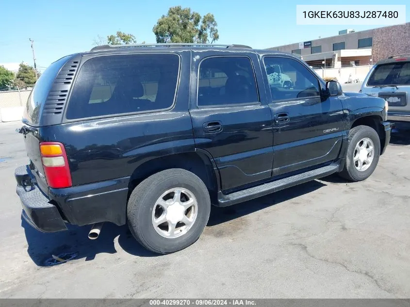 2003 GMC Yukon Denali VIN: 1GKEK63U83J287480 Lot: 40299270