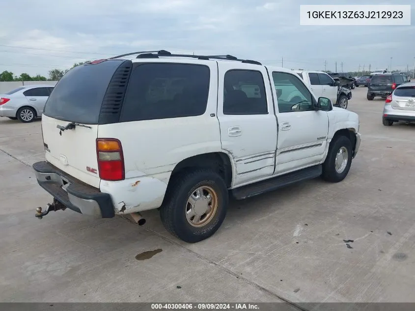 2003 GMC Yukon Slt VIN: 1GKEK13Z63J212923 Lot: 40300406