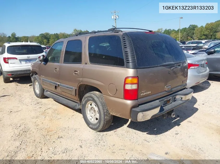 2003 GMC Yukon VIN: 1GKEK13Z23R133203 Lot: 40522065