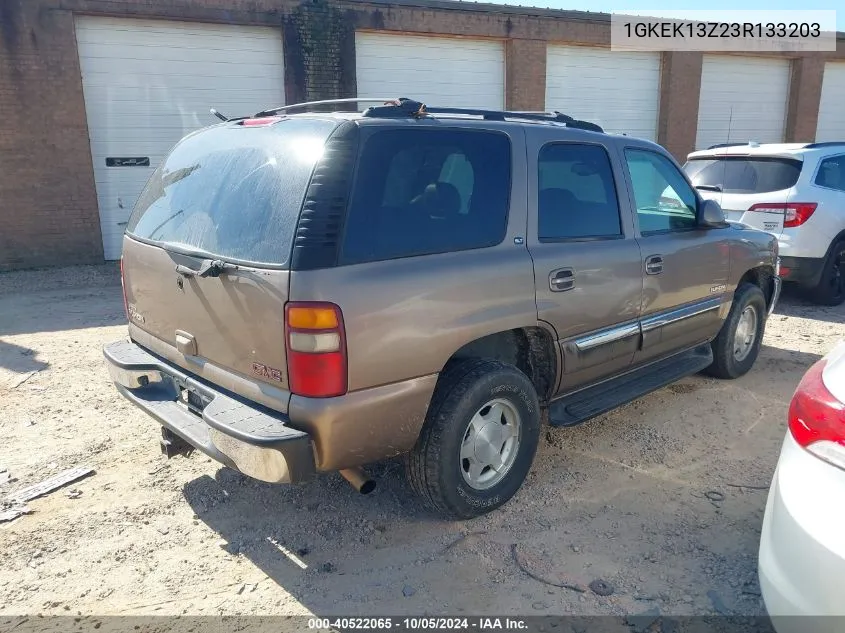 2003 GMC Yukon VIN: 1GKEK13Z23R133203 Lot: 40522065