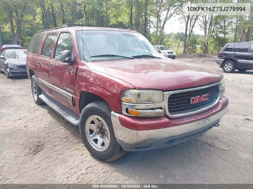 2003 GMC Yukon Xl 1500 Slt VIN: 1GKFK16Z73J278994 Lot: 40549860