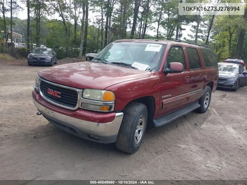 2003 GMC Yukon Xl 1500 Slt VIN: 1GKFK16Z73J278994 Lot: 40549860