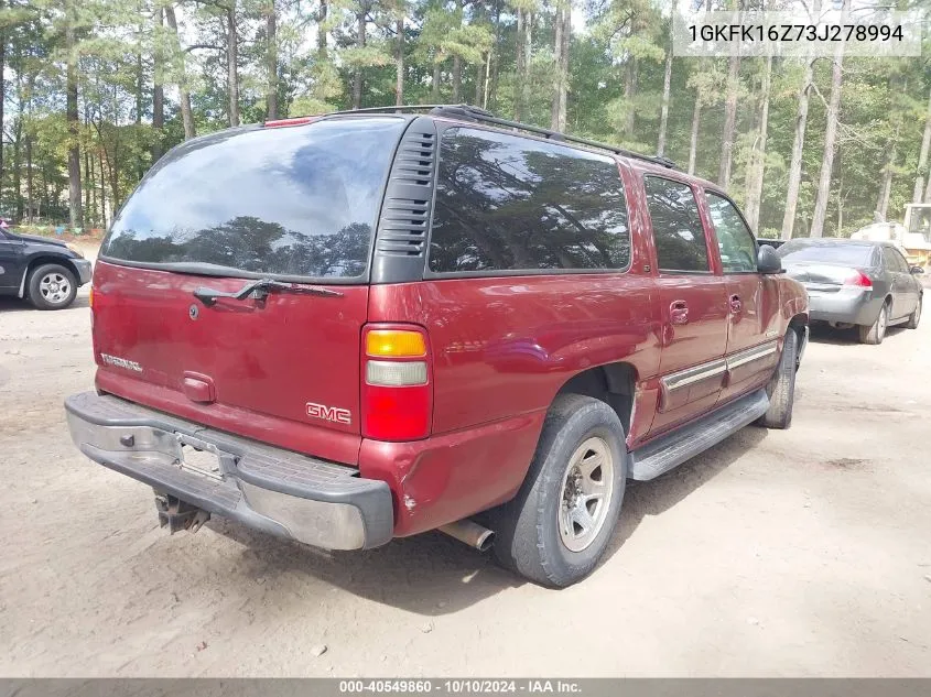 2003 GMC Yukon Xl 1500 Slt VIN: 1GKFK16Z73J278994 Lot: 40549860