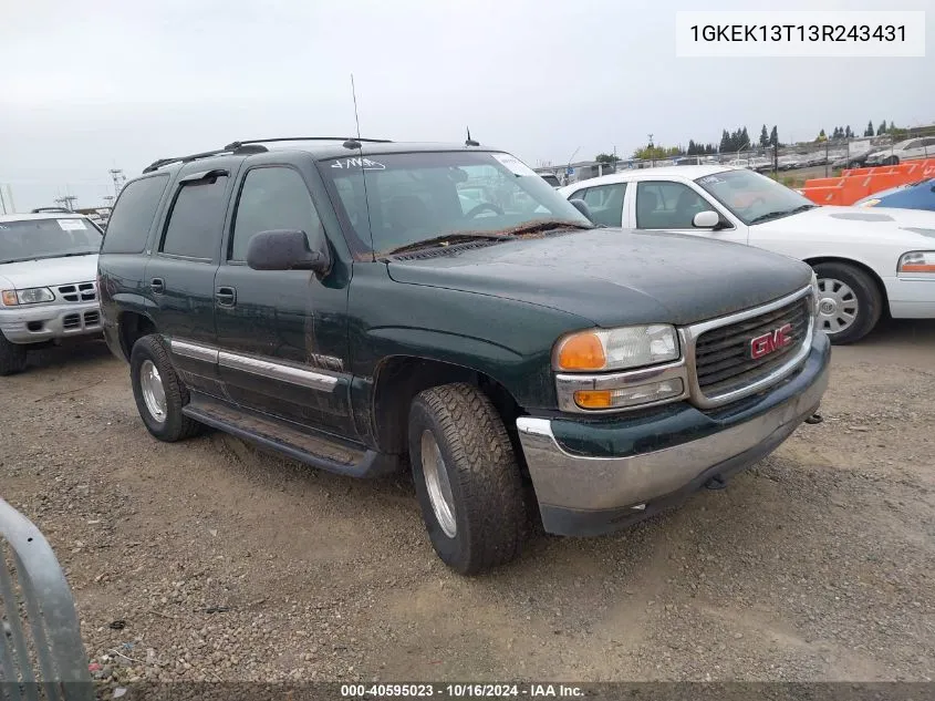 2003 GMC Yukon Slt VIN: 1GKEK13T13R243431 Lot: 40595023