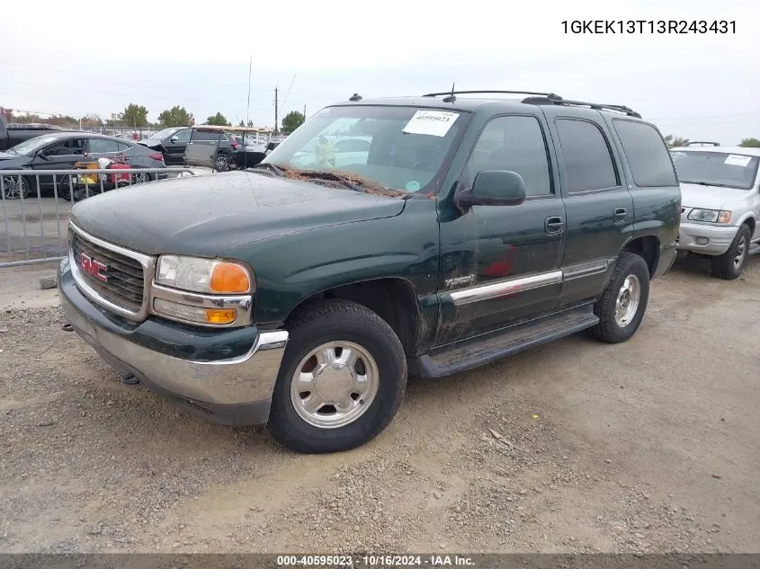 2003 GMC Yukon Slt VIN: 1GKEK13T13R243431 Lot: 40595023