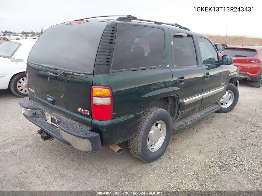 2003 GMC Yukon Slt VIN: 1GKEK13T13R243431 Lot: 40595023