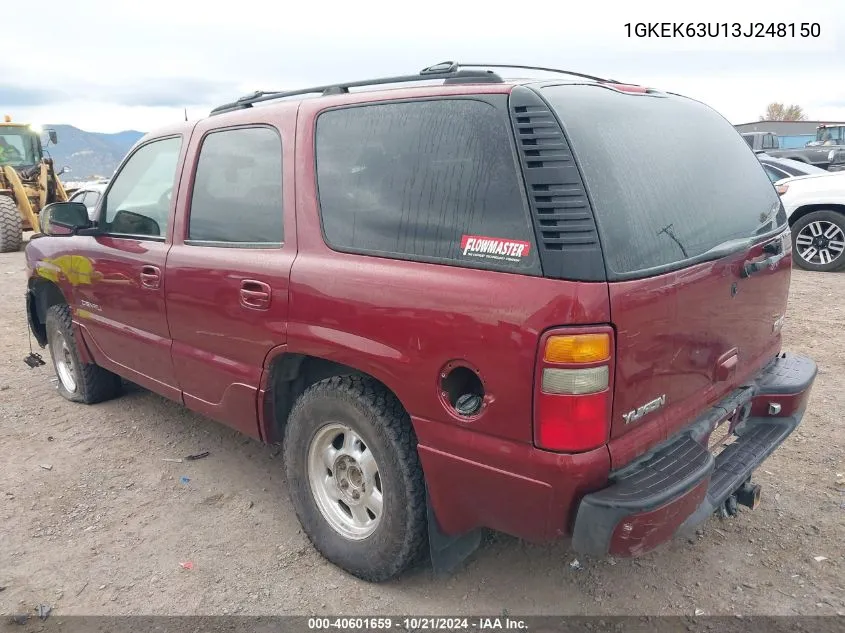 2003 GMC Yukon Denali VIN: 1GKEK63U13J248150 Lot: 40601659