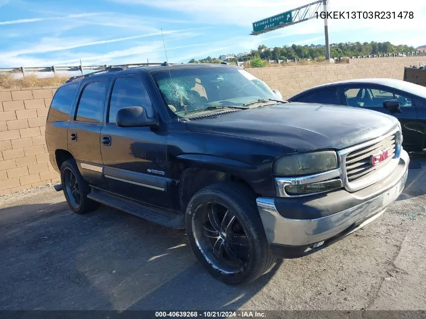 2003 GMC Yukon Slt VIN: 1GKEK13T03R231478 Lot: 40639268