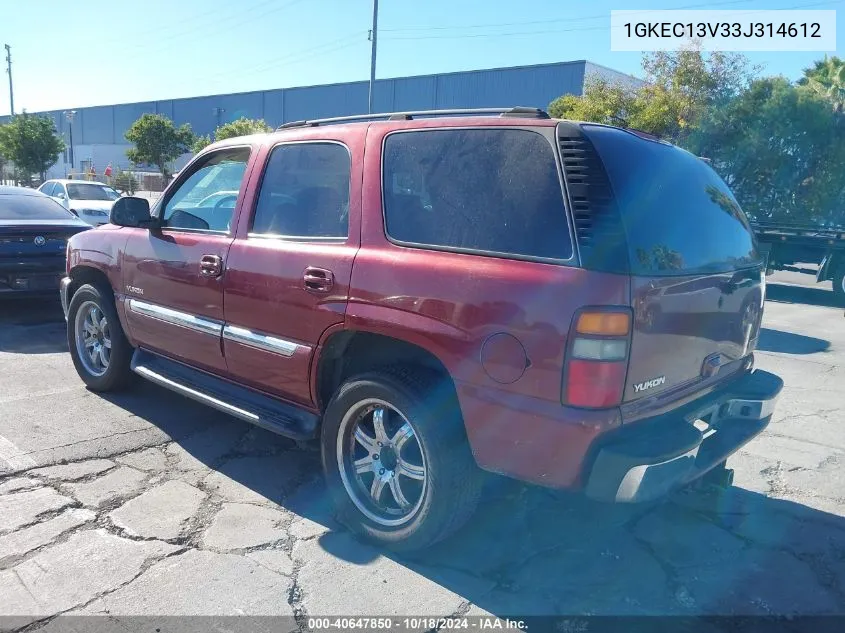 2003 GMC Yukon Sle VIN: 1GKEC13V33J314612 Lot: 40647850