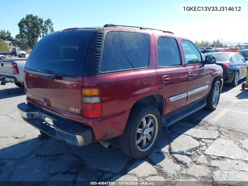 2003 GMC Yukon Sle VIN: 1GKEC13V33J314612 Lot: 40647850