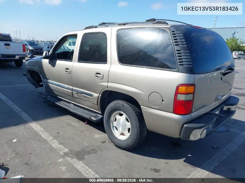 2003 GMC Yukon Sle VIN: 1GKEC13V53R183426 Lot: 40658002