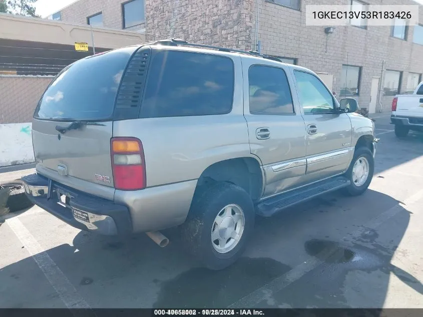 2003 GMC Yukon Sle VIN: 1GKEC13V53R183426 Lot: 40658002