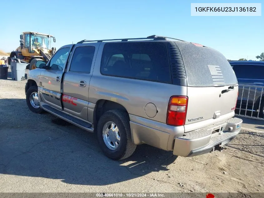 2003 GMC Yukon Xl 1500 Denali VIN: 1GKFK66U23J136182 Lot: 40661010