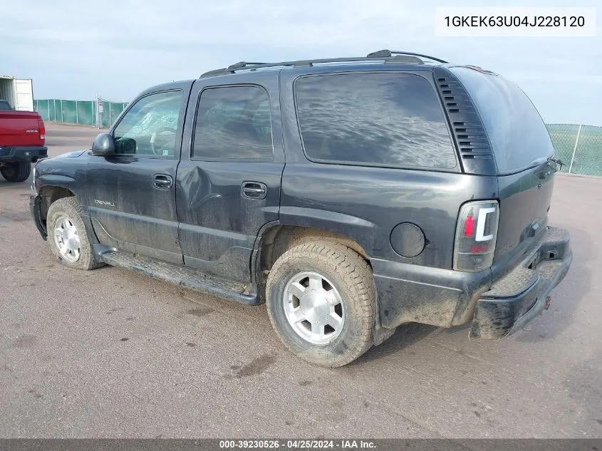 2004 GMC Yukon Denali VIN: 1GKEK63U04J228120 Lot: 39230526