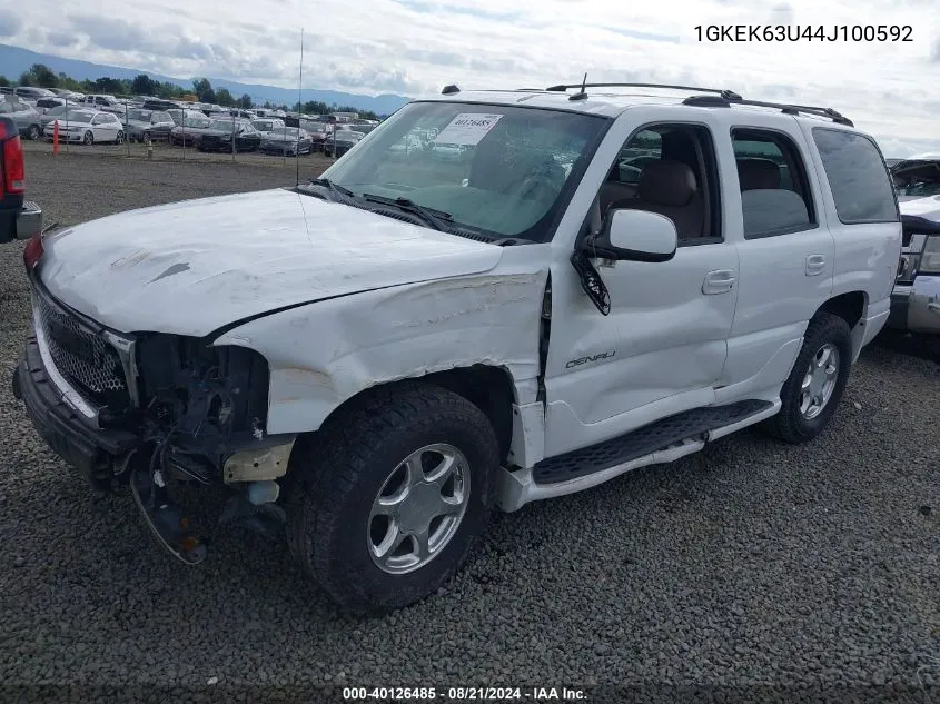 2004 GMC Yukon Denali VIN: 1GKEK63U44J100592 Lot: 40126485