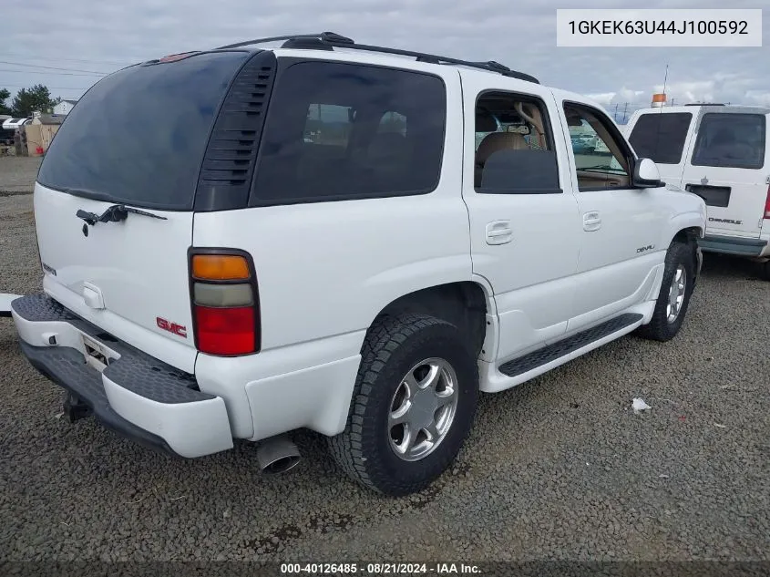 2004 GMC Yukon Denali VIN: 1GKEK63U44J100592 Lot: 40126485