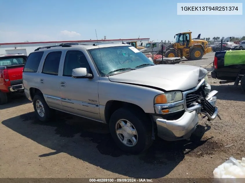 2004 GMC Yukon Slt VIN: 1GKEK13T94R251374 Lot: 40289100