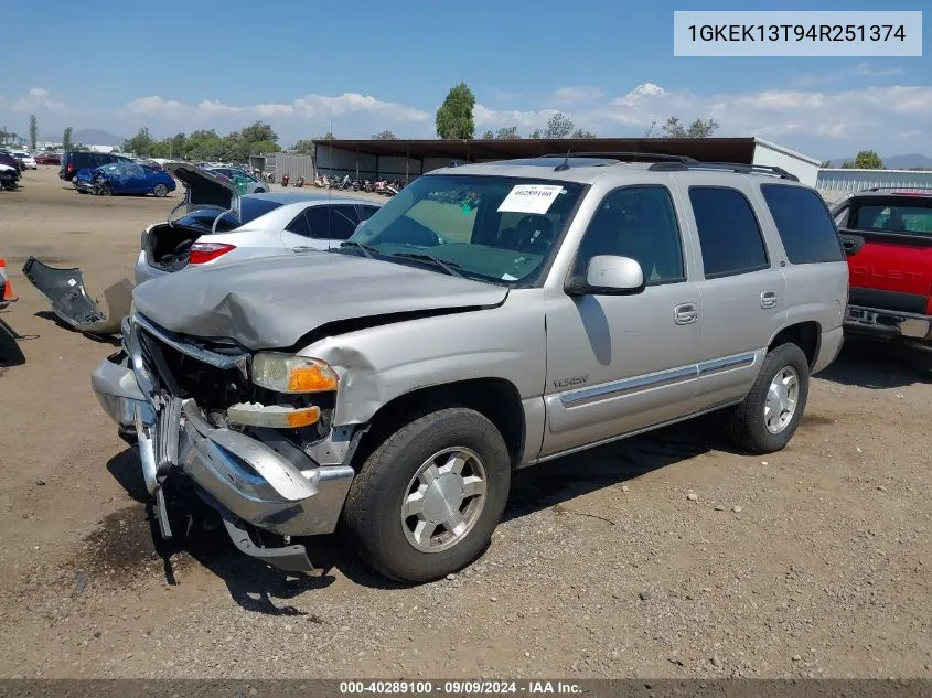 2004 GMC Yukon Slt VIN: 1GKEK13T94R251374 Lot: 40289100