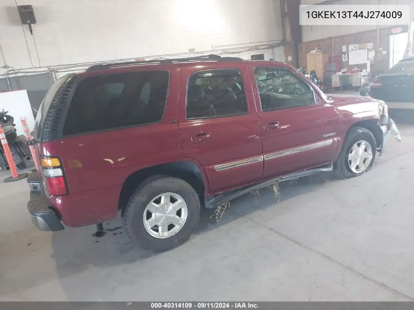 2004 GMC Yukon VIN: 1GKEK13T44J274009 Lot: 40314109