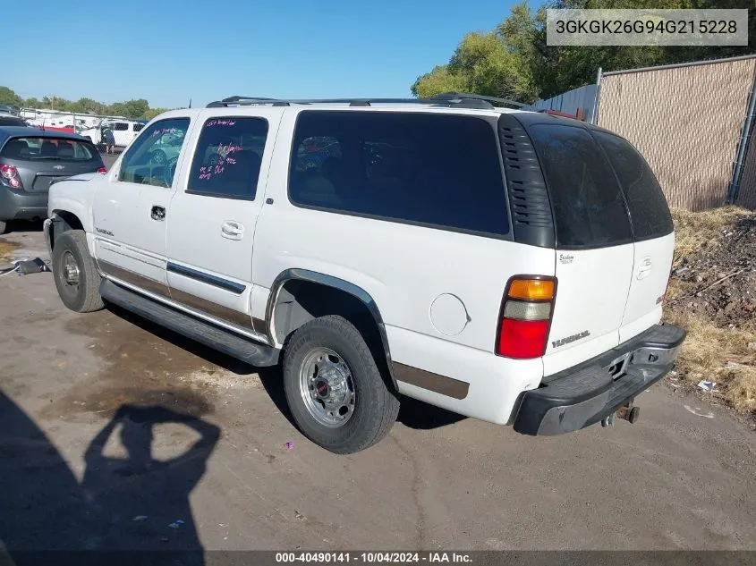 2004 GMC Yukon Xl 2500 Slt VIN: 3GKGK26G94G215228 Lot: 40490141