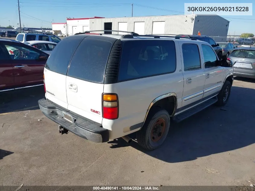 2004 GMC Yukon Xl 2500 Slt VIN: 3GKGK26G94G215228 Lot: 40490141