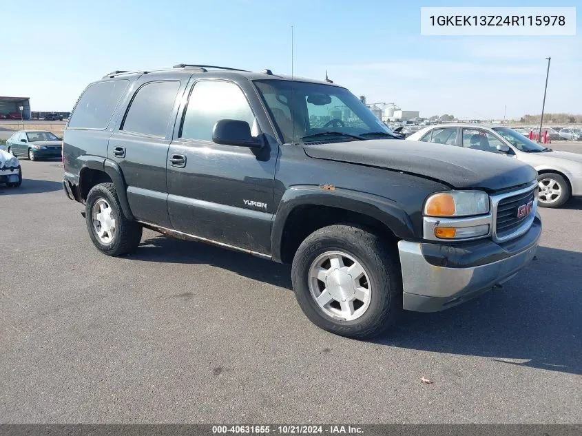 2004 GMC Yukon Slt VIN: 1GKEK13Z24R115978 Lot: 40631655