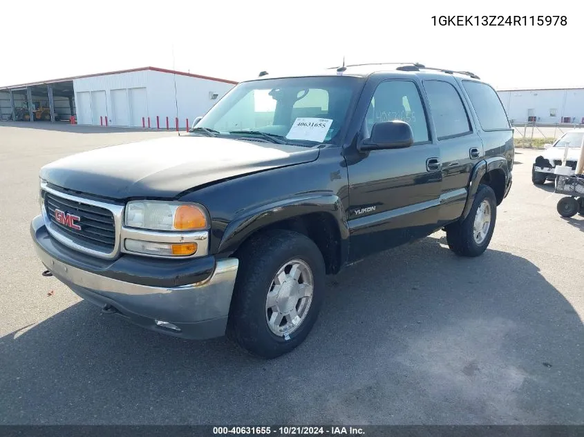 2004 GMC Yukon Slt VIN: 1GKEK13Z24R115978 Lot: 40631655