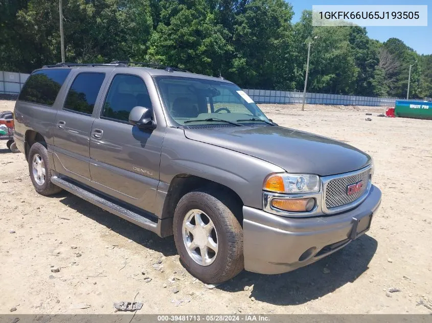 2005 GMC Yukon Xl 1500 Denali VIN: 1GKFK66U65J193505 Lot: 39481713