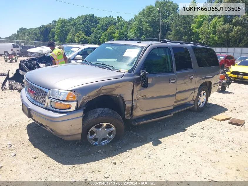 2005 GMC Yukon Xl 1500 Denali VIN: 1GKFK66U65J193505 Lot: 39481713