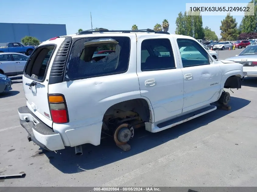 2005 GMC Yukon Denali VIN: 1GKEK63U65J249622 Lot: 40020984