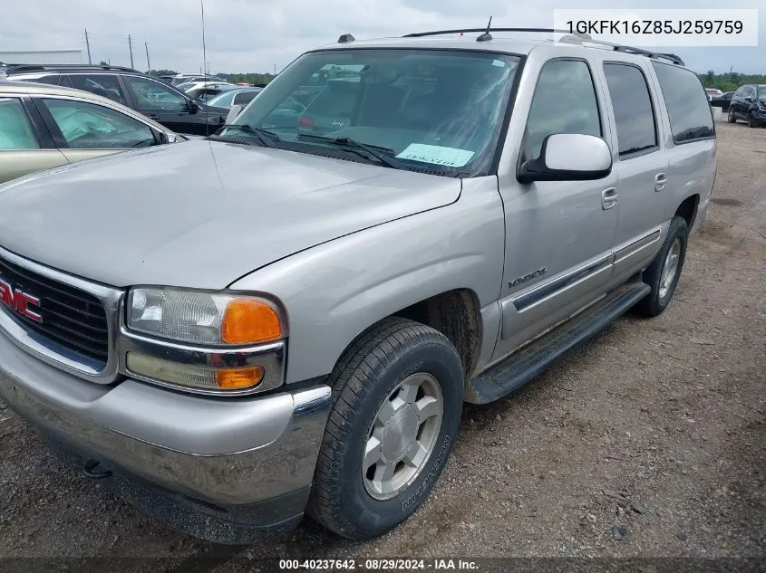 2005 GMC Yukon Xl 1500 Slt VIN: 1GKFK16Z85J259759 Lot: 40237642