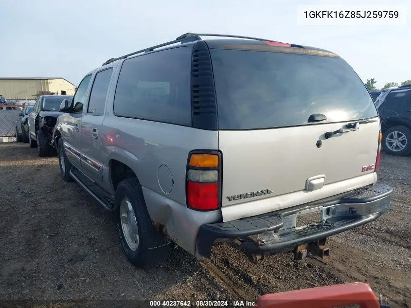 2005 GMC Yukon Xl 1500 Slt VIN: 1GKFK16Z85J259759 Lot: 40237642