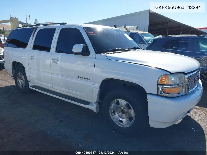 2006 GMC Yukon Xl 1500 Denali VIN: 1GKFK66U96J143294 Lot: 40100737