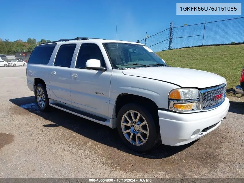 2006 GMC Yukon Xl 1500 Denali VIN: 1GKFK66U76J151085 Lot: 40554890