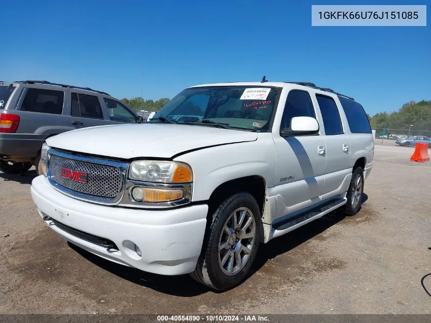 2006 GMC Yukon Xl 1500 Denali VIN: 1GKFK66U76J151085 Lot: 40554890