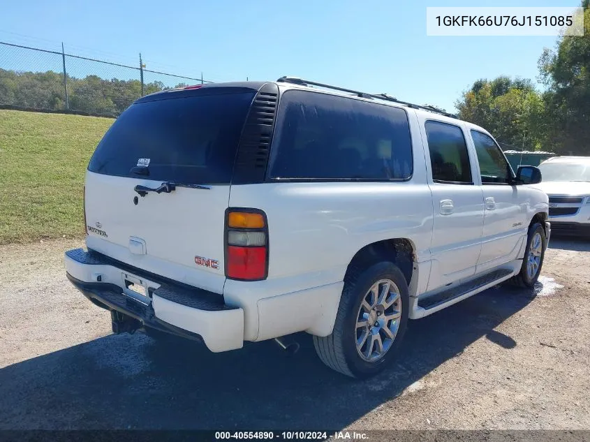 2006 GMC Yukon Xl 1500 Denali VIN: 1GKFK66U76J151085 Lot: 40554890