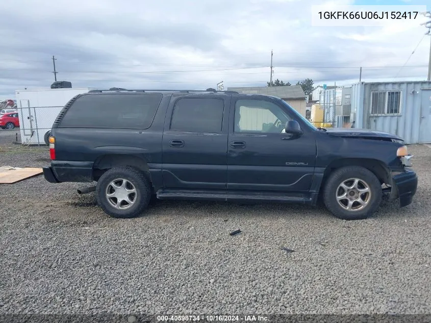 2006 GMC Yukon Xl 1500 Denali VIN: 1GKFK66U06J152417 Lot: 40598734