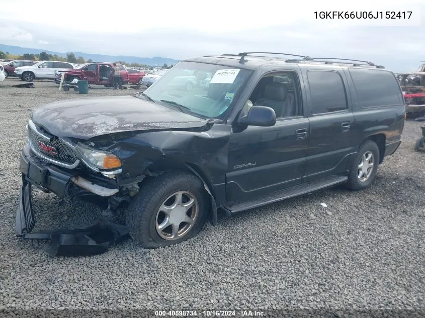 2006 GMC Yukon Xl 1500 Denali VIN: 1GKFK66U06J152417 Lot: 40598734