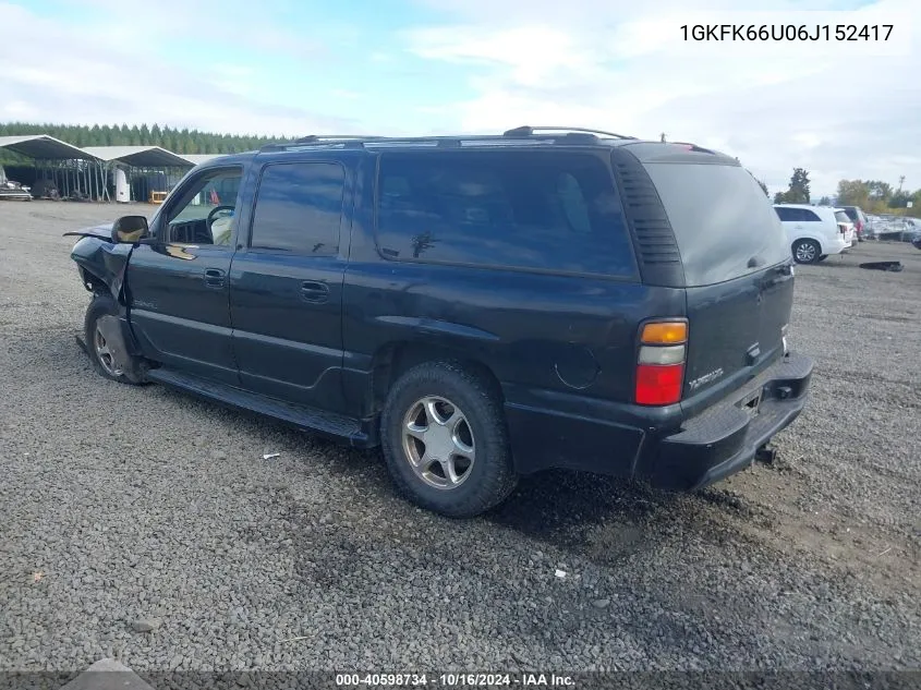 2006 GMC Yukon Xl 1500 Denali VIN: 1GKFK66U06J152417 Lot: 40598734